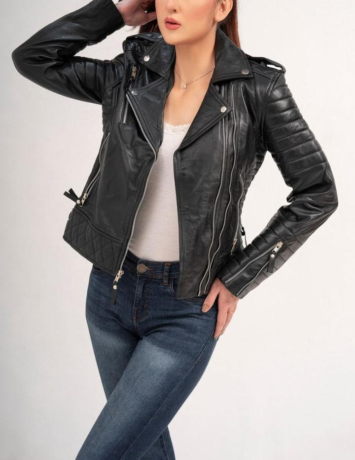 Lambskin Slim Fit Black Leather Women's Jacket