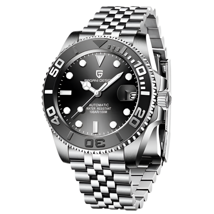 Sporty Stainless Steel Mechanical Wristwatch