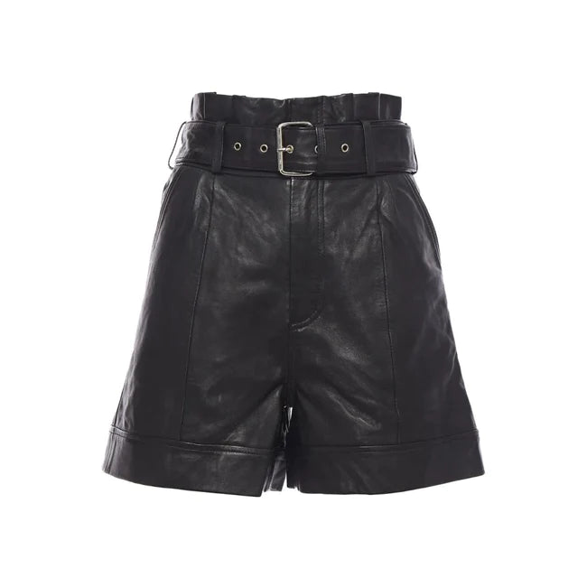 A Line Women's Leather Shorts With Belt | All For Me Today