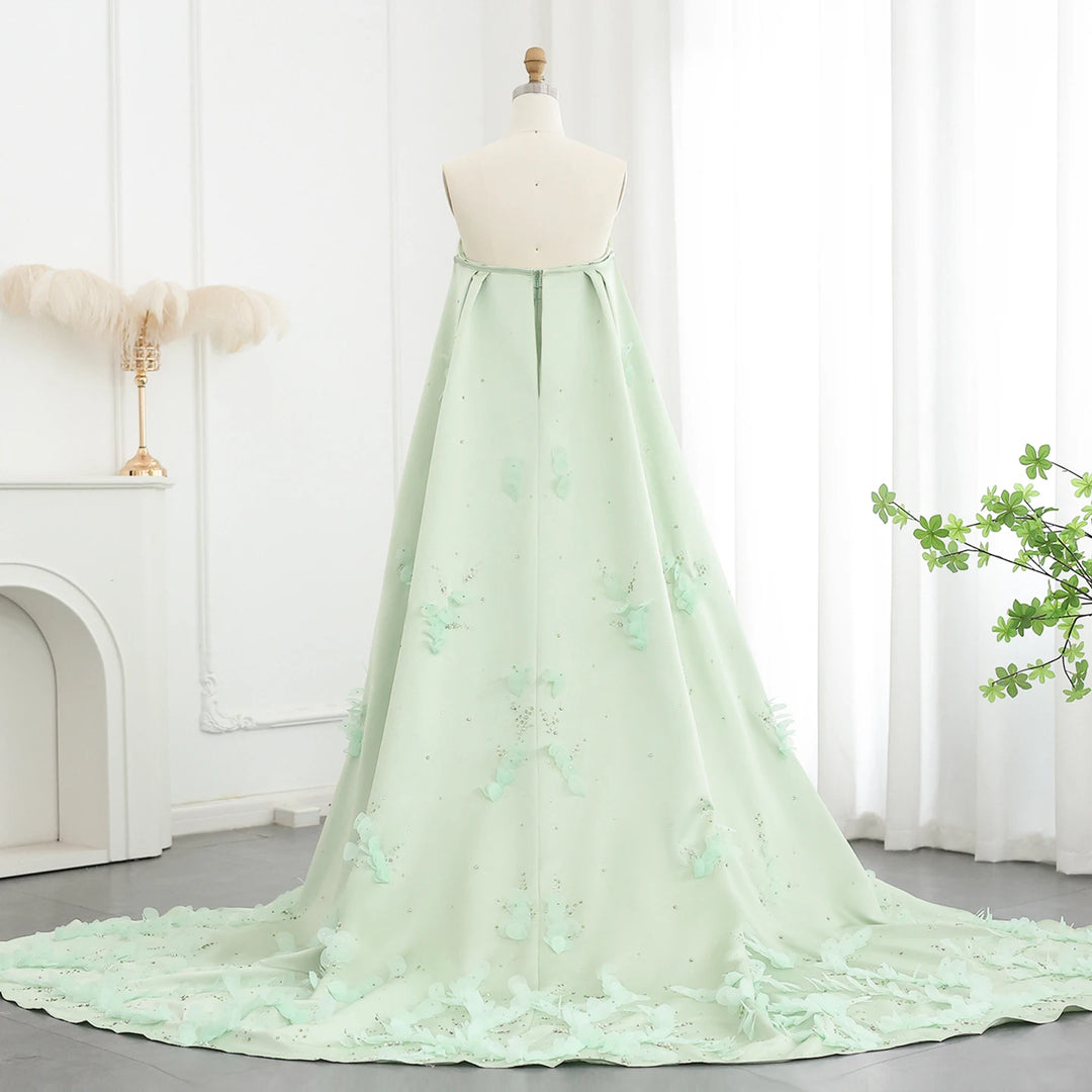 Sophisticated Crystal 3D Flower Evening Dress