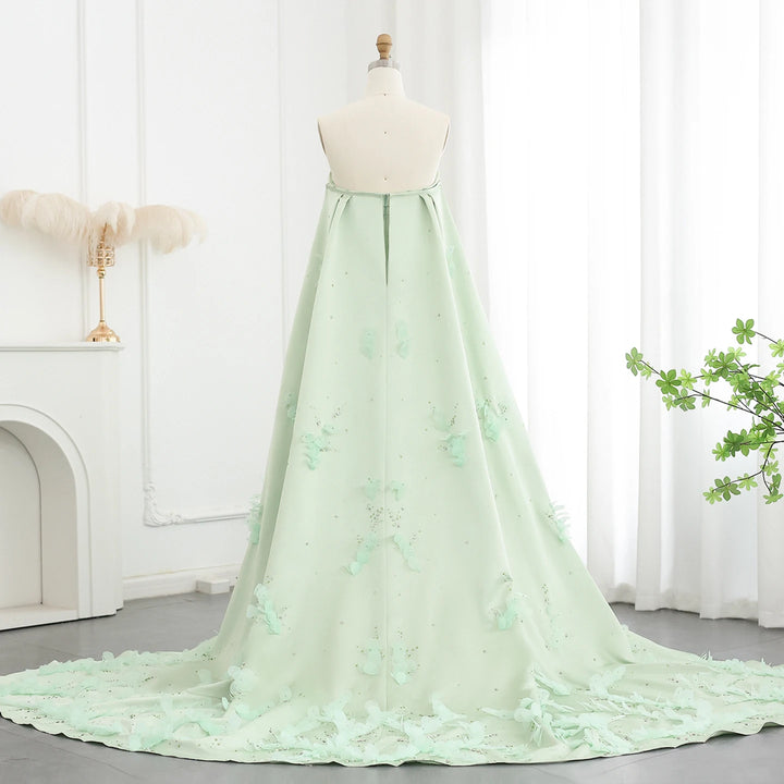 Sophisticated Crystal 3D Flower Evening Dress