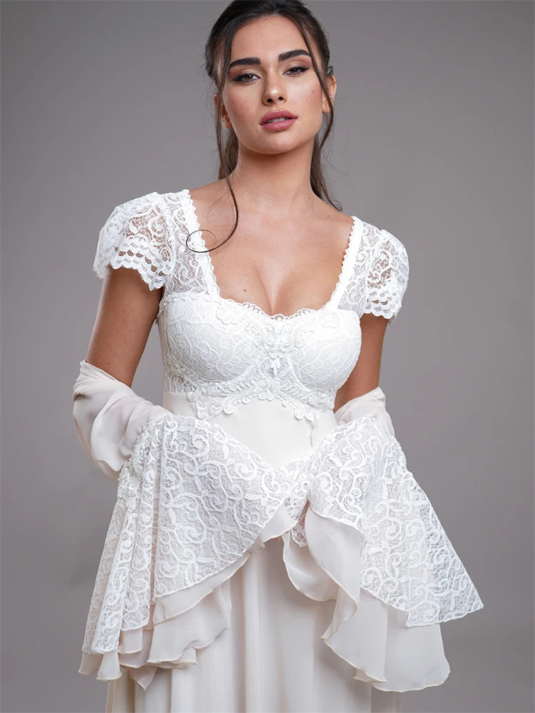 Flare Sleeve Bridal Dress