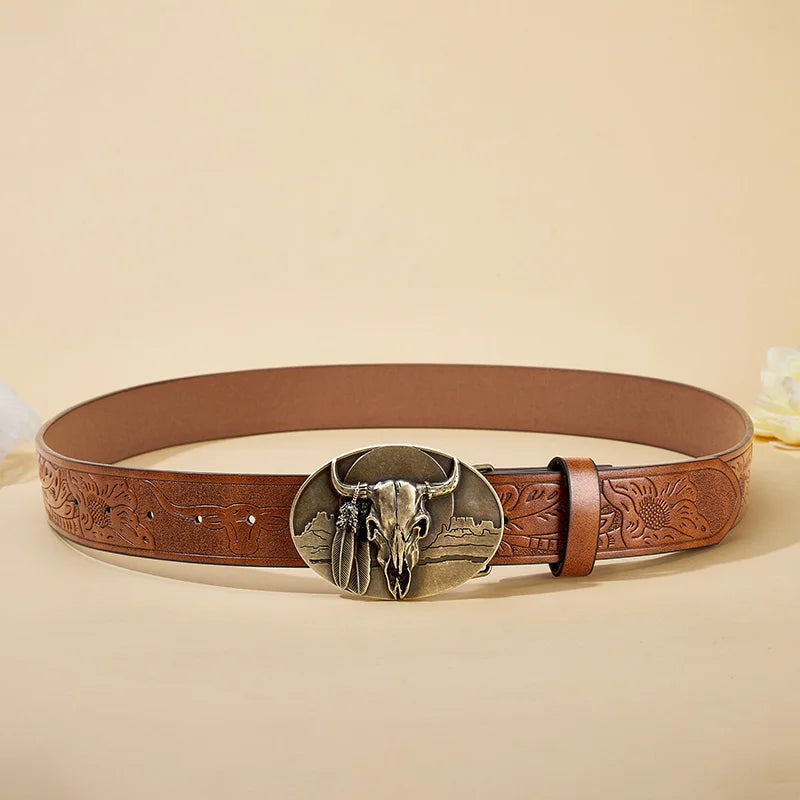 Elegant Western Cowboy Engraved Belt
