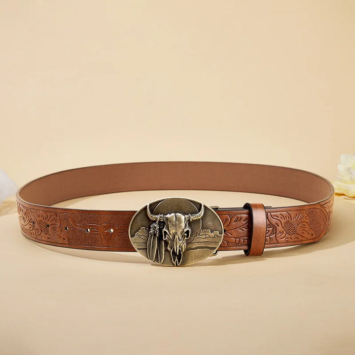 Elegant Western Cowboy Engraved Belt