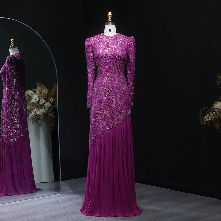 Delightful Pleated Arabian Evening Dress