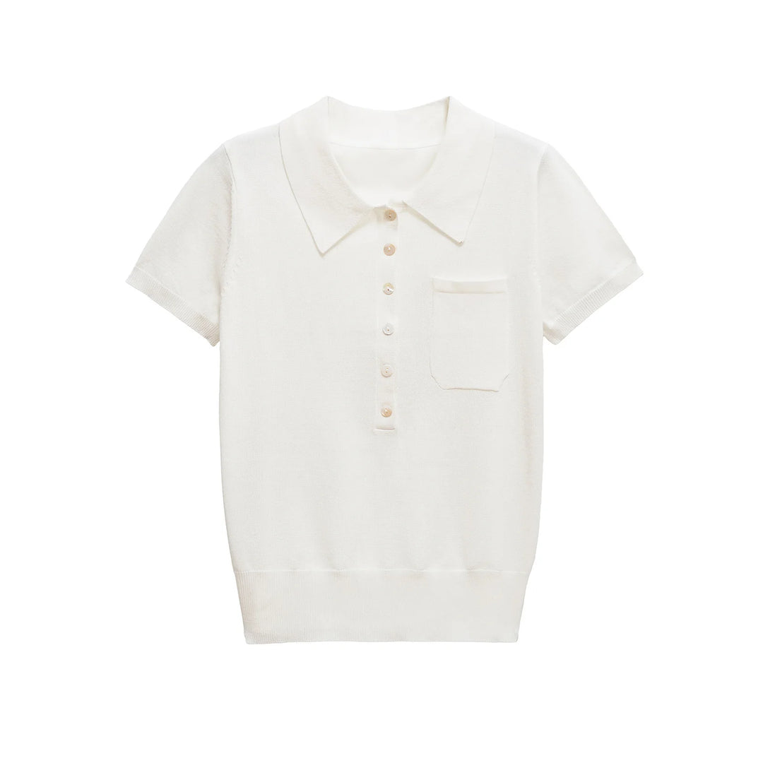 Women's Casual Knitted Polo Tee