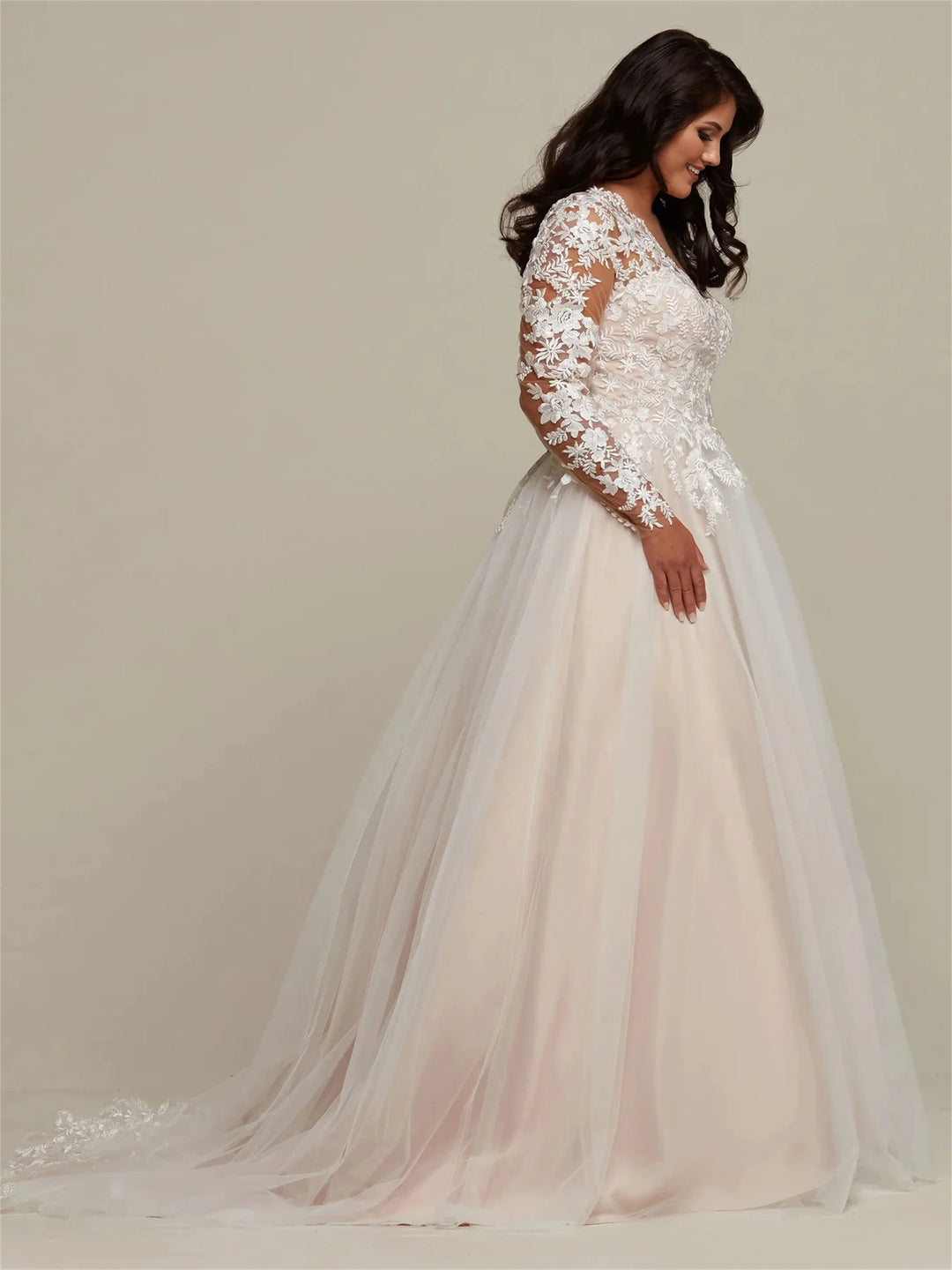 Exquisite Appliques Plus Size Wedding Gown