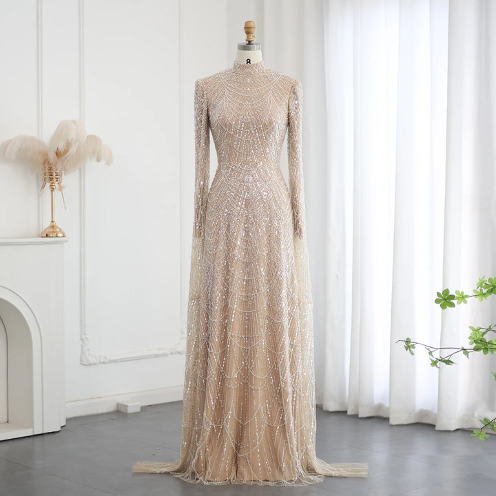Stunning High Neck Arabian Cape Dress