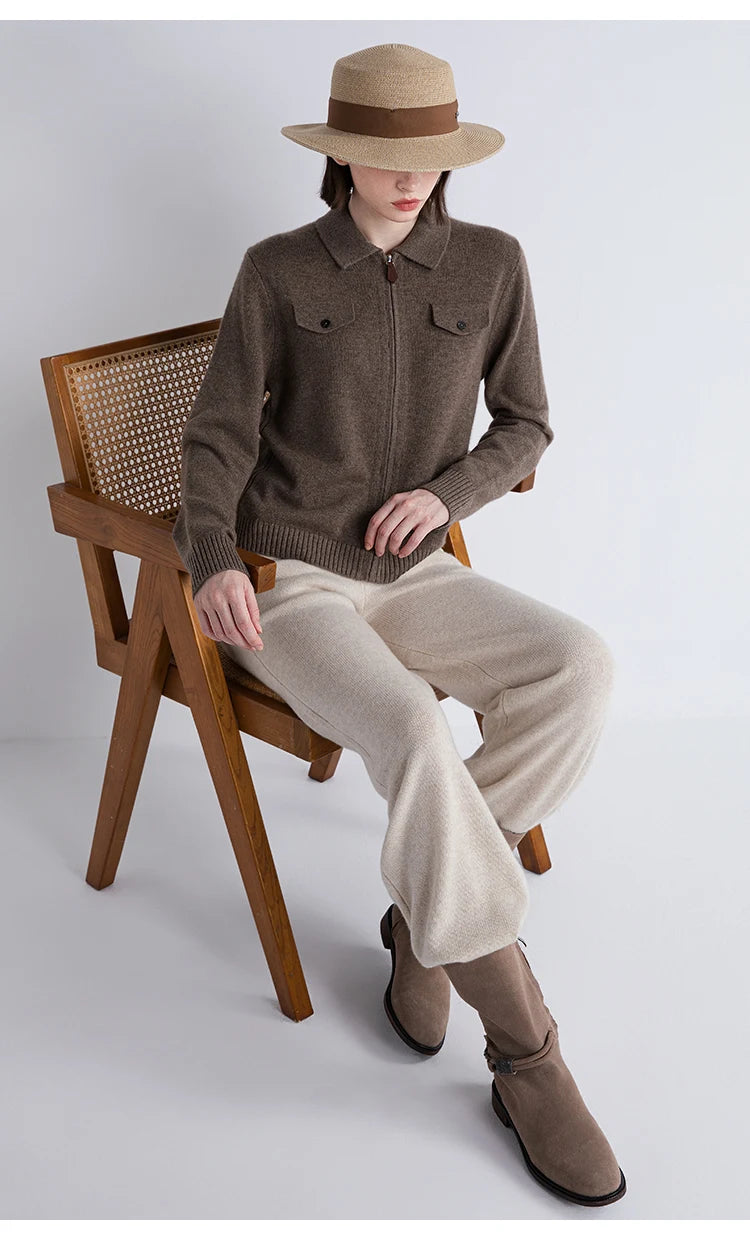 Luxury Polo Collar Cashmere Cardigan