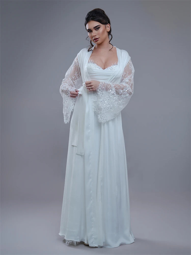 Experience The Elegance Soft Tulle Bridal Robe