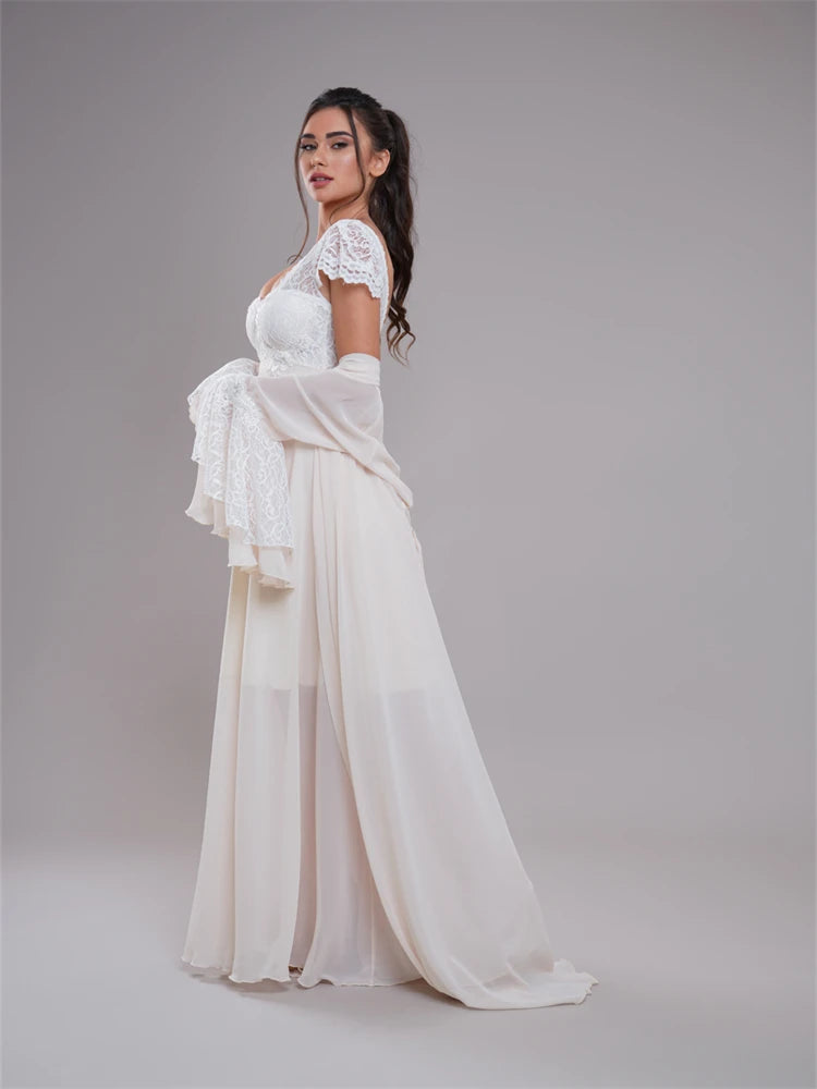 Flare Sleeve Bridal Dress
