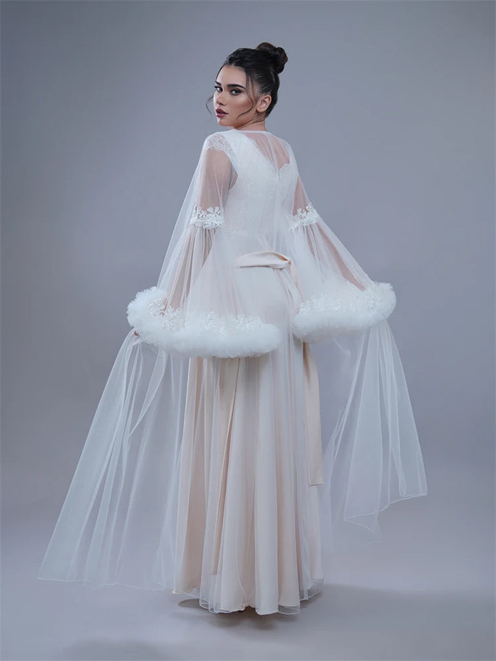 Experience The Elegance Flared Sleeves Bridal Robe