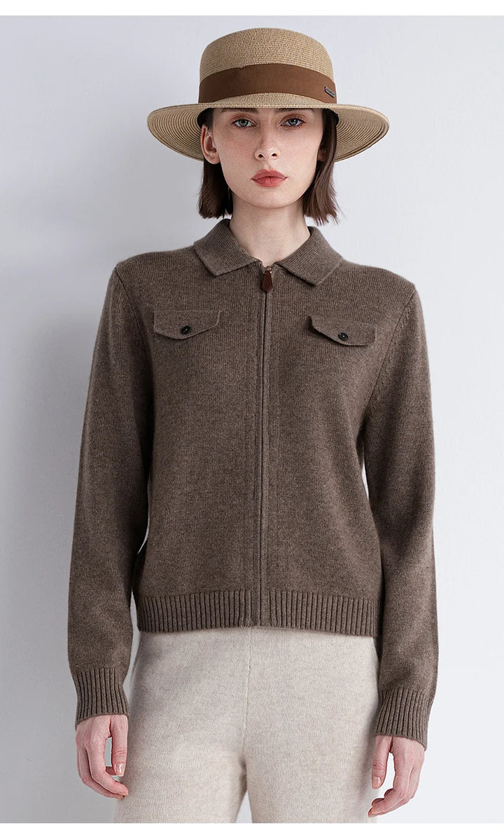 Luxury Polo Collar Cashmere Cardigan