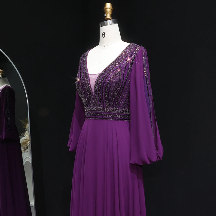 Beautiful Lantern Sleeve Arabian Evening Gown