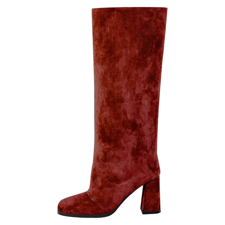 Elegant Faux Suede Knee-High Boots