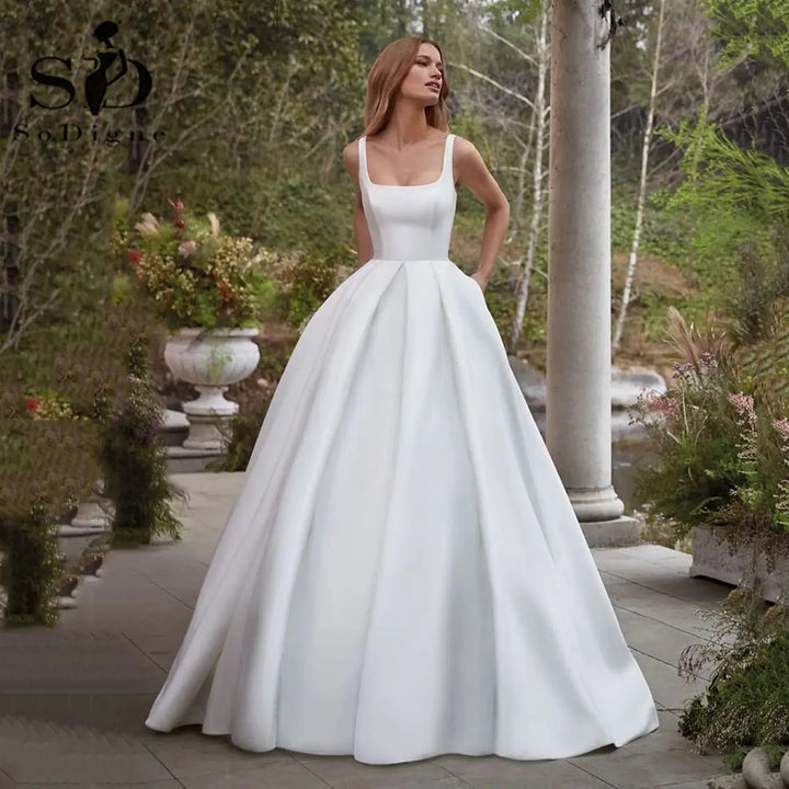 Regal Backless Satin Bridal Ball Gown