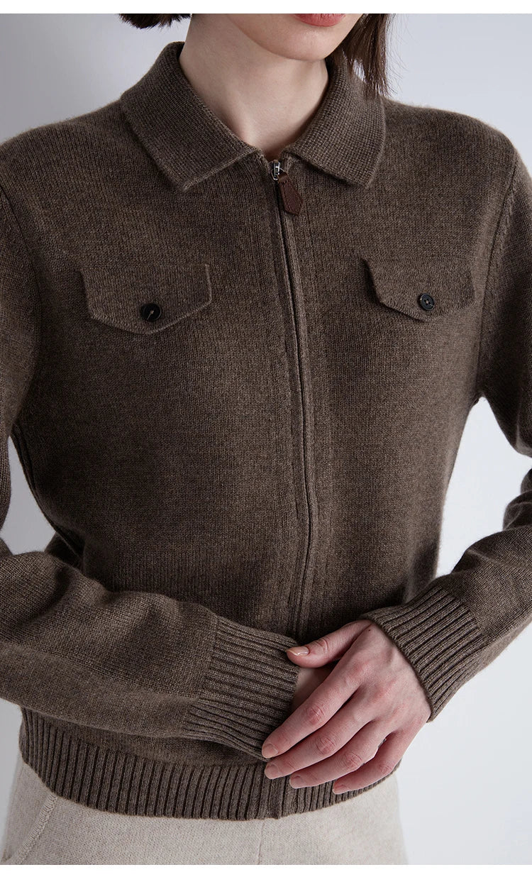 Luxury Polo Collar Cashmere Cardigan