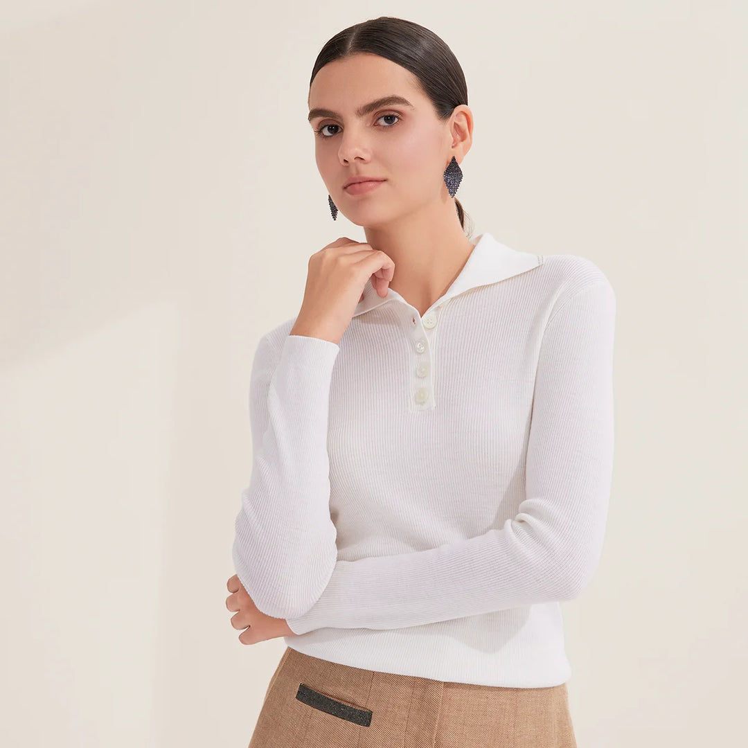 Lovely Merino Wool Polo Sweater