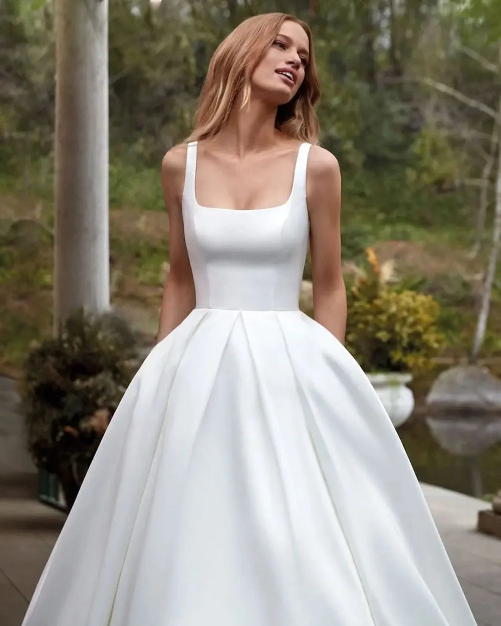 Regal Backless Satin Bridal Ball Gown