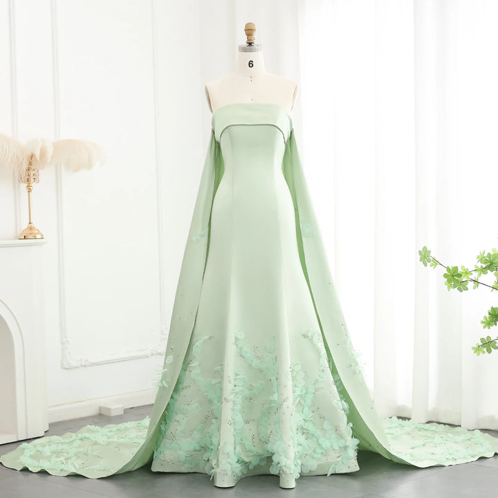 Sophisticated Crystal 3D Flower Evening Dress