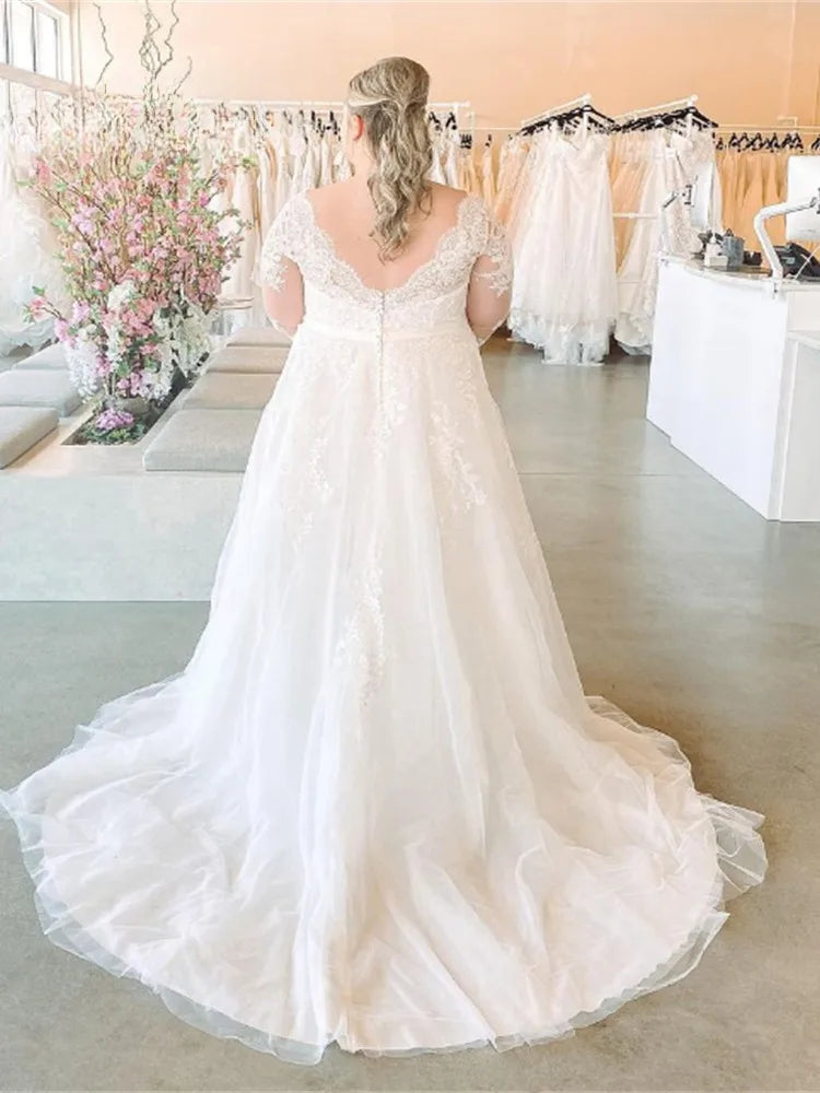 Romantic Backless Plus Size Bridal Gown
