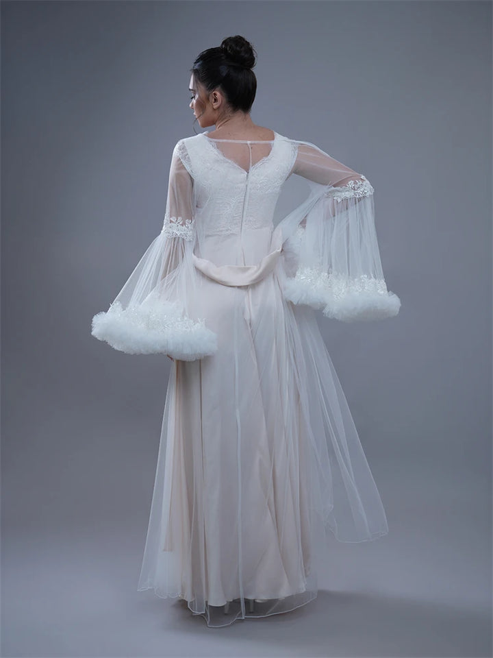 Experience The Elegance Flared Sleeves Bridal Robe