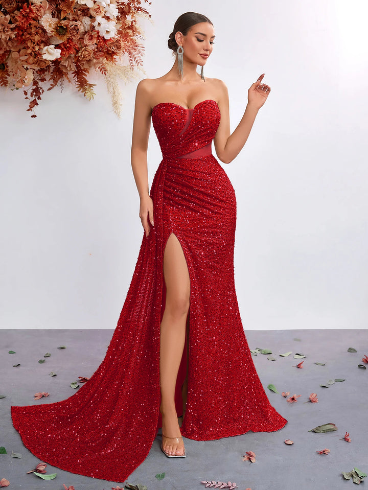 Glamorous High Slit Formal Gown