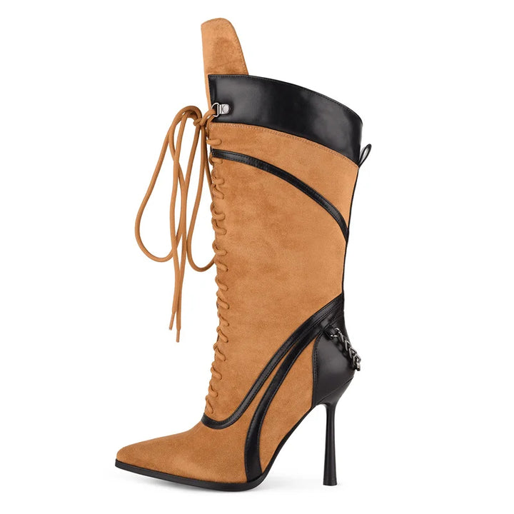 Smarty Lace-Up High Heel Boots