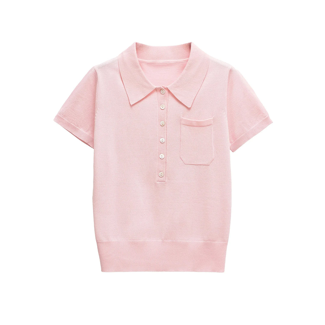 Women's Casual Knitted Polo Tee