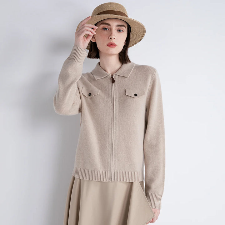 Luxury Polo Collar Cashmere Cardigan