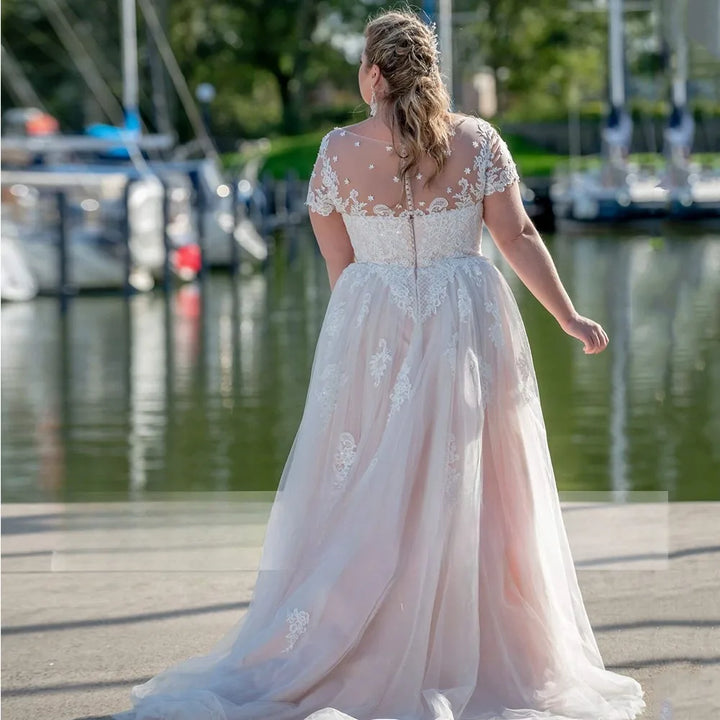 Beautiful Short Sleeves Bridal Gown
