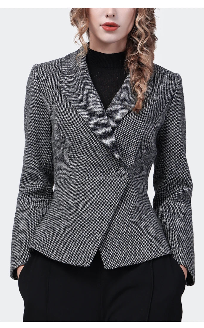 Refined Woolen Short Blazer