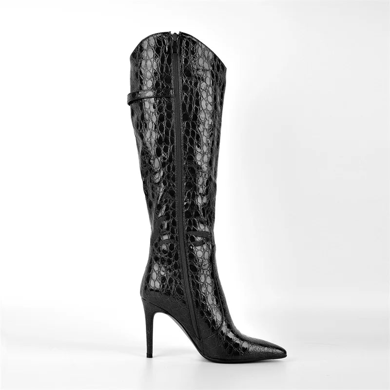Elegant Side Zipper Stiletto Boots