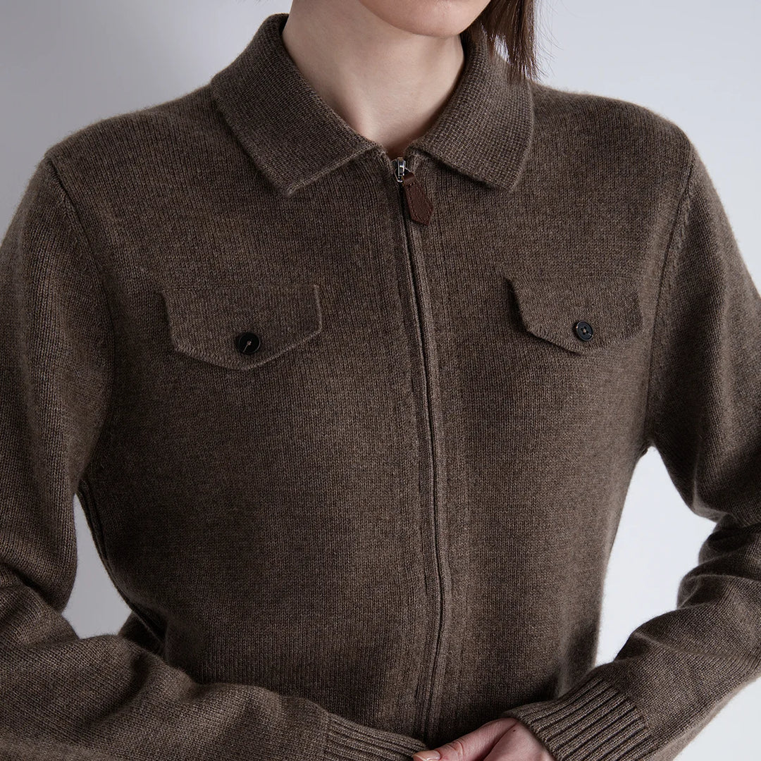 Luxury Polo Collar Cashmere Cardigan