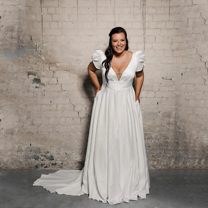 Fancy Appliques Plus Size Bridal Dress