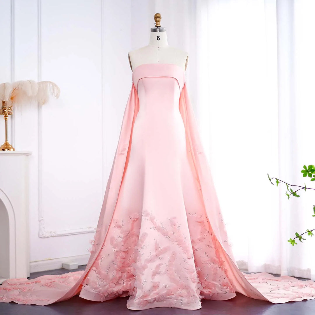Sophisticated Crystal 3D Flower Evening Dress