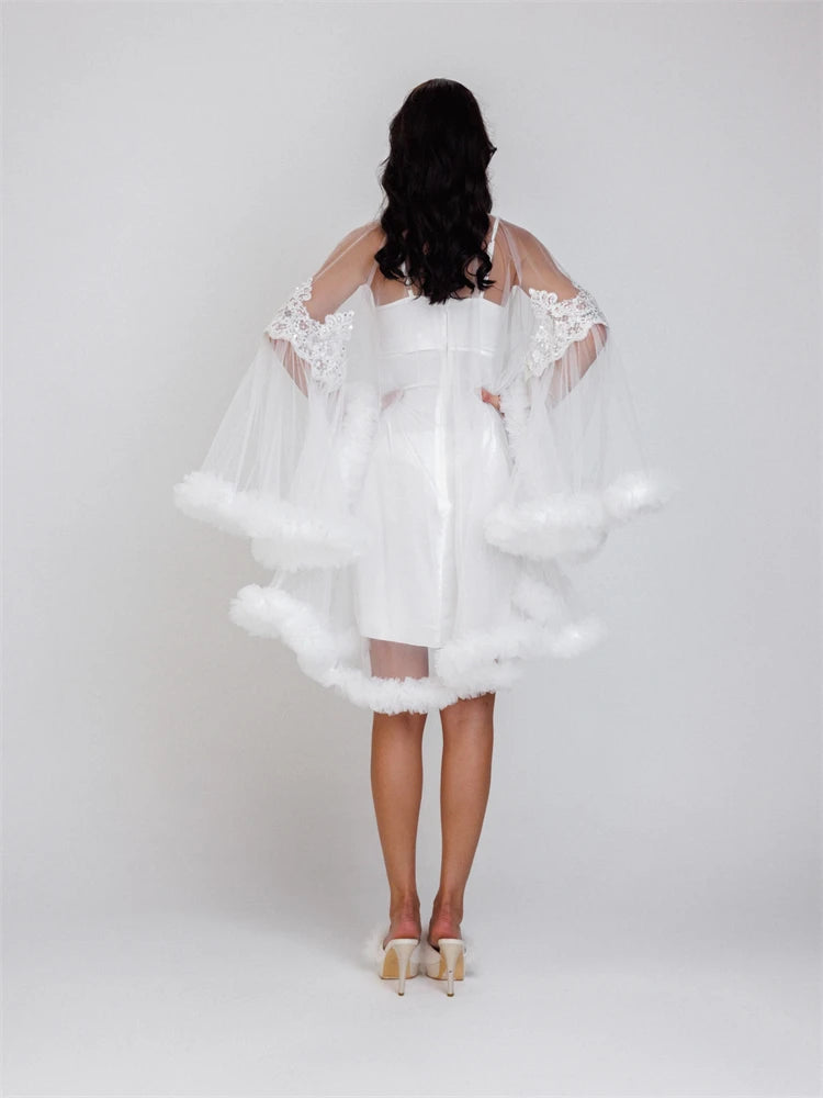 Flare Soft Sleeves Bridal Shower Dress