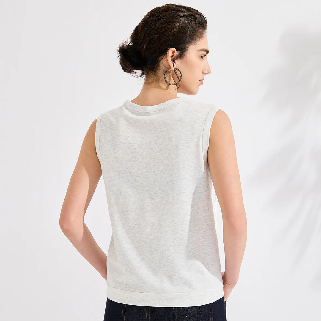 Elegant Shiny Stripes Linen Tank Top