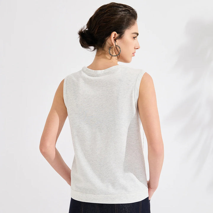 Elegant Shiny Stripes Linen Tank Top