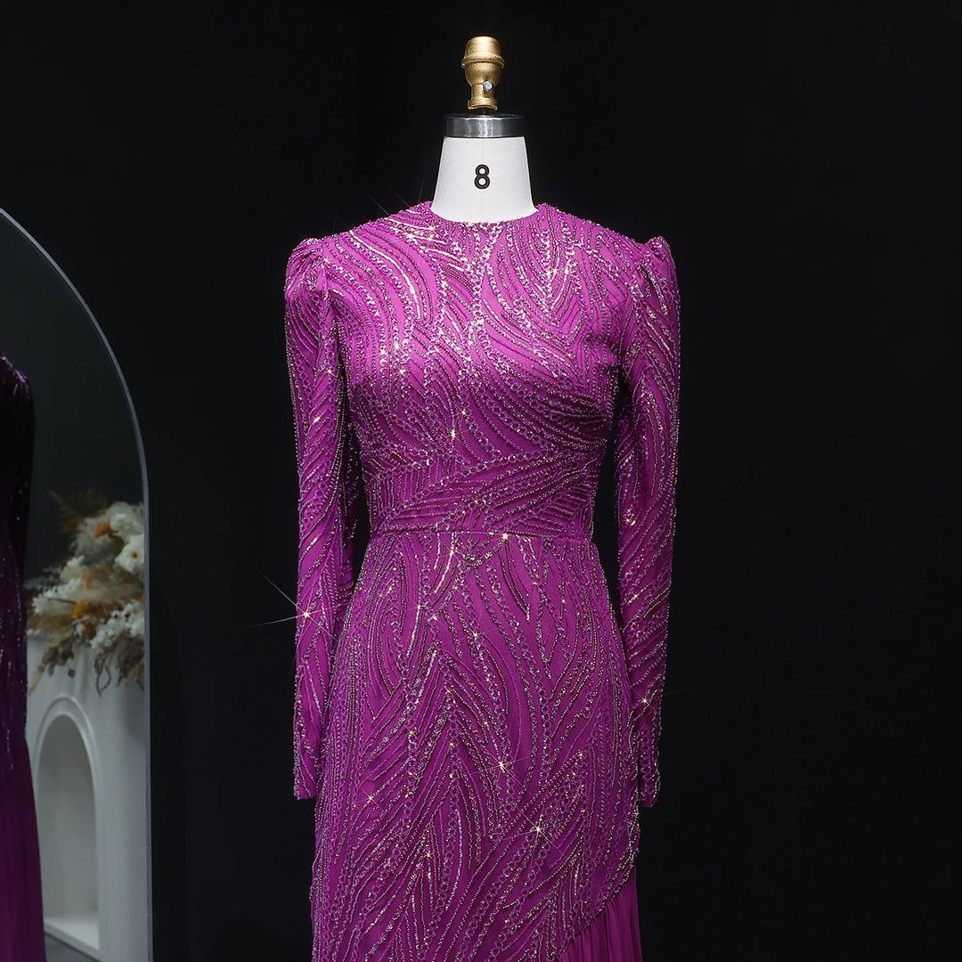 Delightful Pleated Arabian Evening Dress