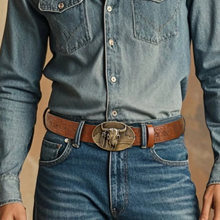 Elegant Western Cowboy Engraved Belt