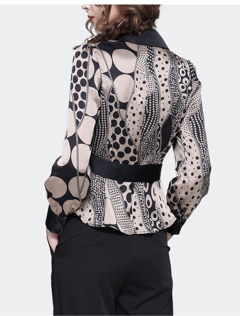 Stylish Satin Polka Dot Slim Top