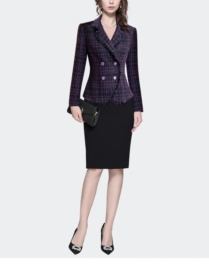 Fashionable Slim Fit Plaid Blazer