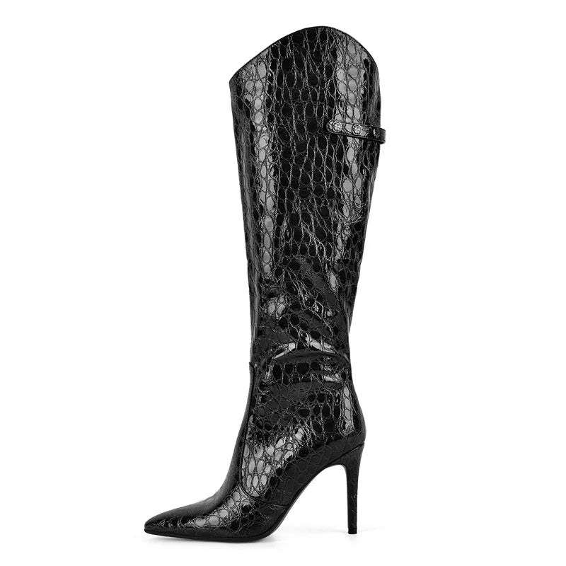 Elegant Side Zipper Stiletto Boots