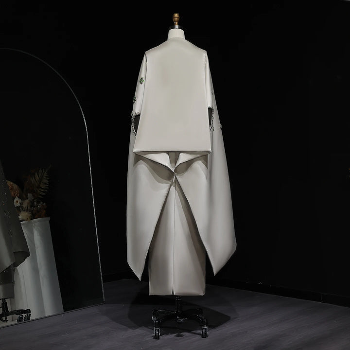 Elegant 3D Floral Beaded Arabic Evening Dress