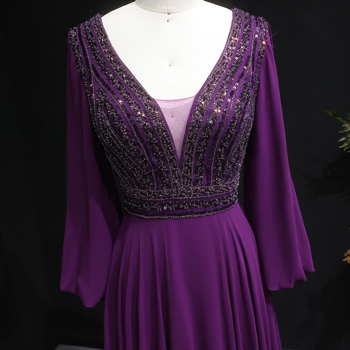Beautiful Lantern Sleeve Arabian Evening Gown