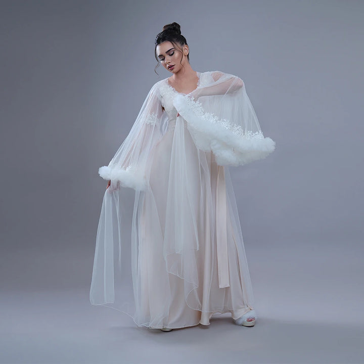 Experience The Elegance Flared Sleeves Bridal Robe