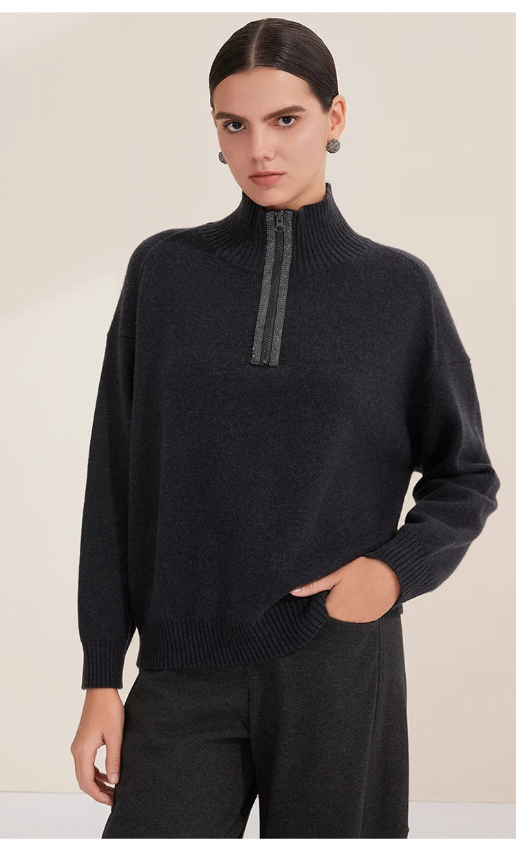 Luxury Half-Zip Wool Sweater