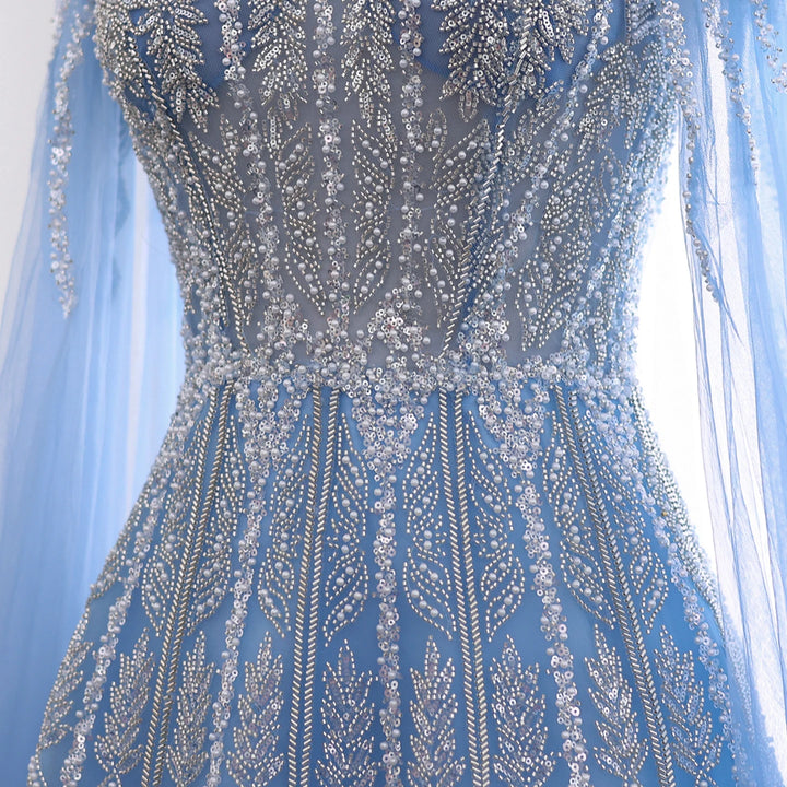 Glamorous Cape Sleeves Arabic A-Line Dress