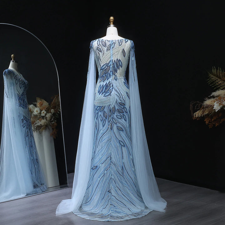 Embellished Crystal Floral Arabic Evening Dress